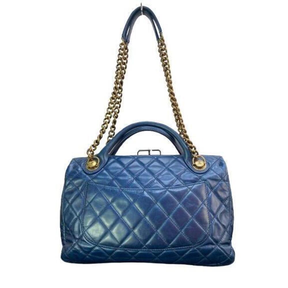 Chanel Coco Bag Matelasse Chain Leather Mark Shoulder Navy Calf Blue
